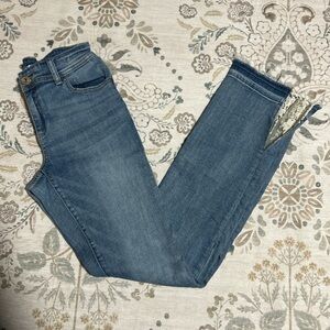 Flare leg Blue Women's Jeans with lace details